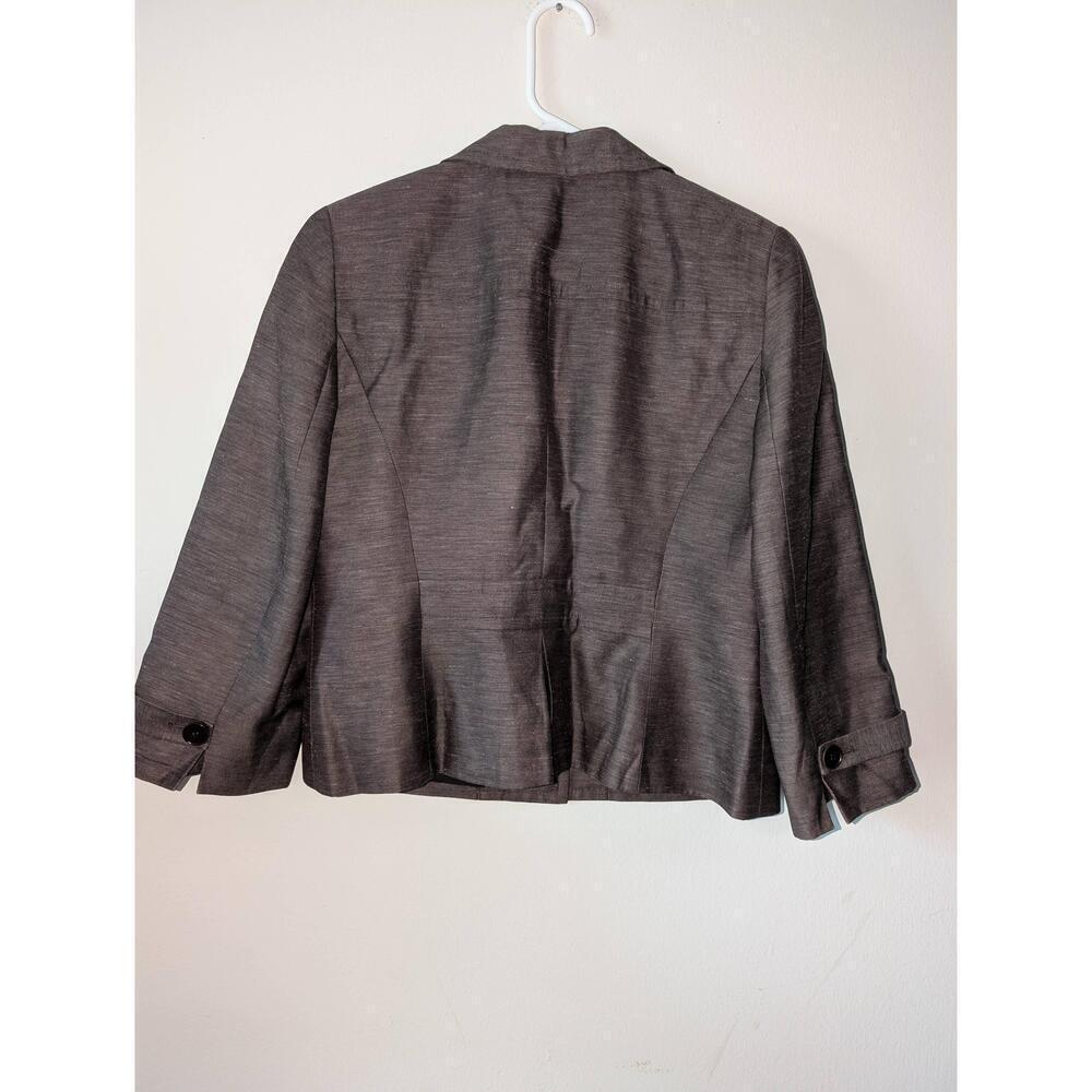 Ann Taylor Loft Petites Womens Bronze Jacket 6P 3/4 Sleeve Linen Blazer - Picture 4 of 4